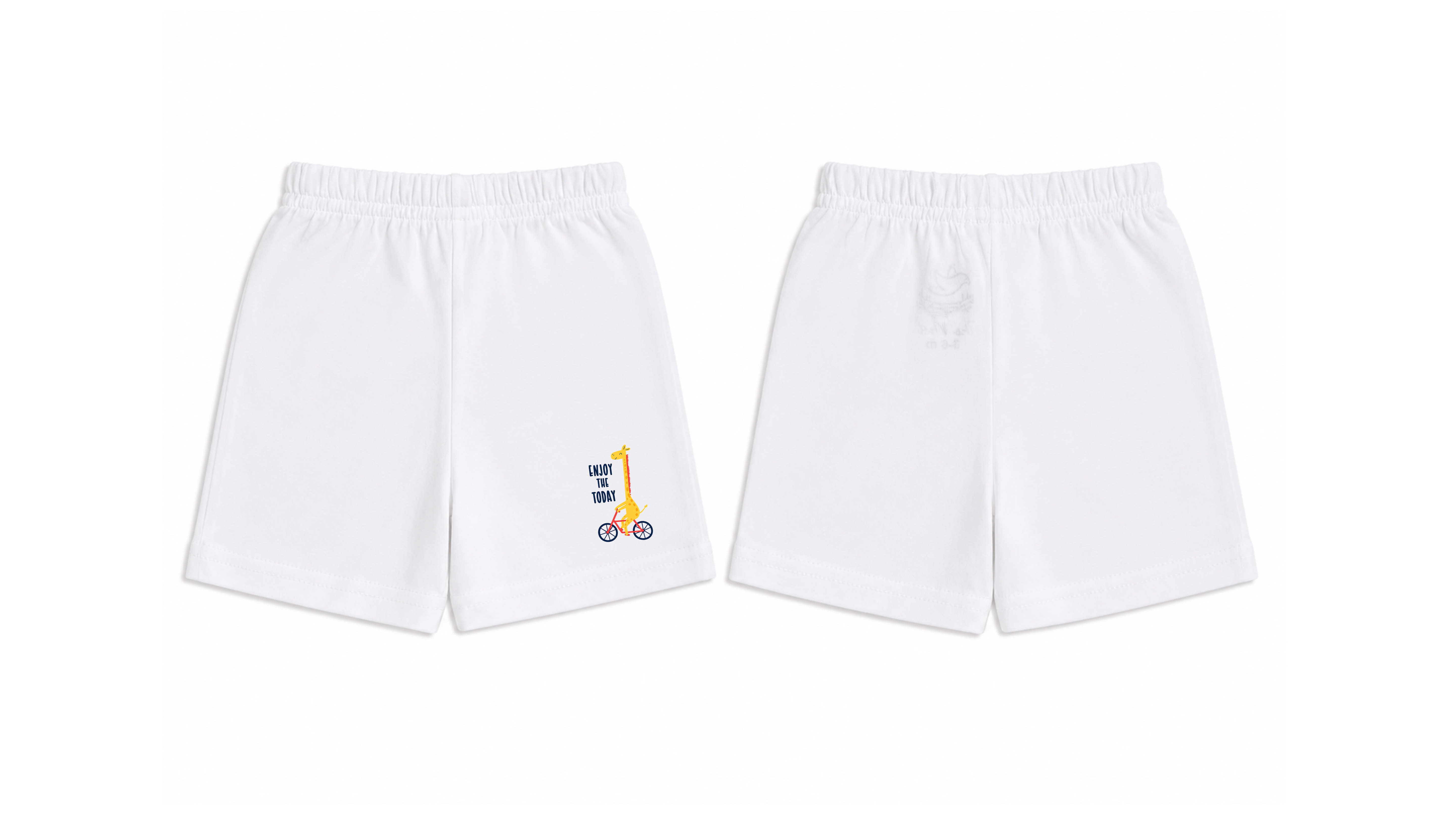 Shorts: Premium Cotton White "Enjoy the Today" Graphic Loungewear and Playwear