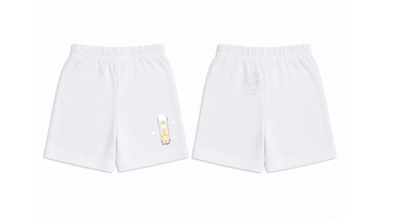Shorts: Premium Cotton White "I'm Happy" Graphic Loungewear and Playwear