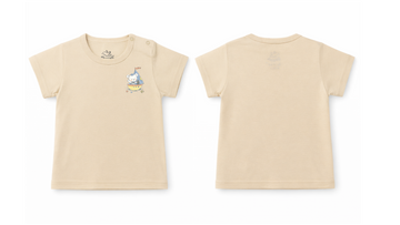 Short-Sleeve T-Shirt: Premium Cotton Beige "Panda Boat" Graphic Casual Essentials and Active Playwear