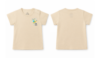 Short-Sleeve T-Shirt: Premium Cotton Beige "Time To Fly" Graphic Casual Essentials and Active Playwear