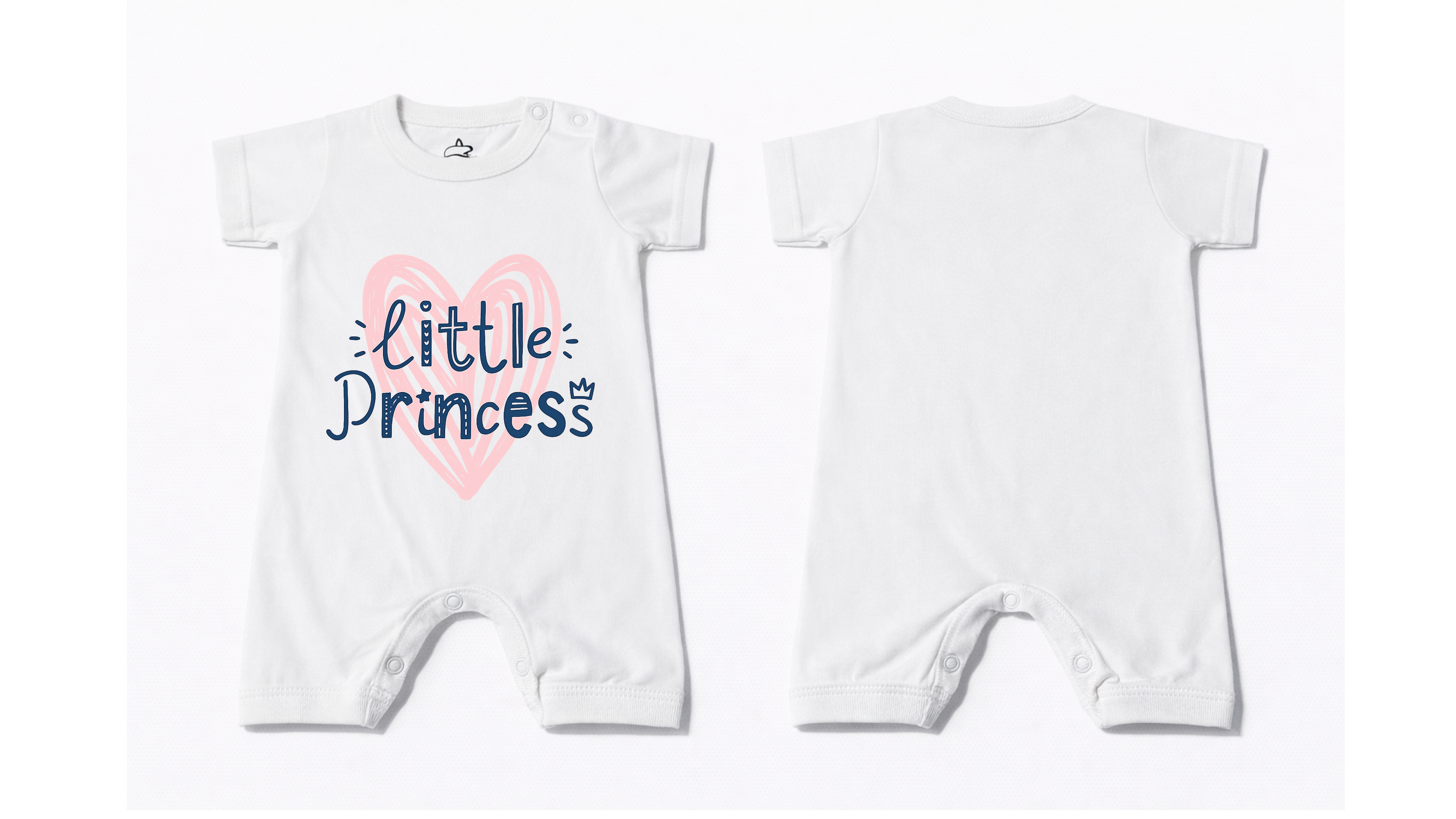 Full Length BodySuit (Romper): Premium Cotton White "Little Princess" Graphic Casual Essentials and Active Playwear