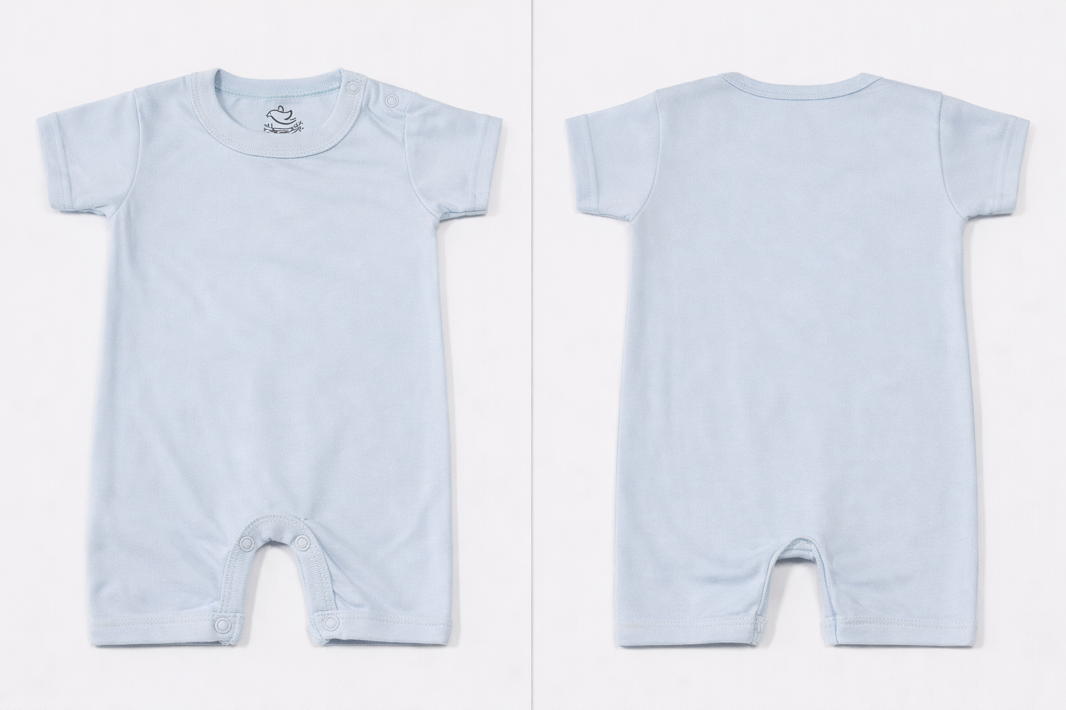 Full Length BodySuit (Romper): Premium Cotton Blue Solid Minimalist Casual Essentials and Active Playwear