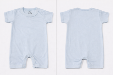 Full Length BodySuit (Romper): Premium Cotton Blue Solid Minimalist Casual Essentials and Active Playwear