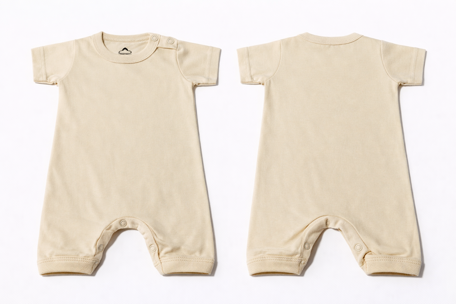 Full Length BodySuit Romper: Premium Cotton Jersey Solid Beige Casual Essentials