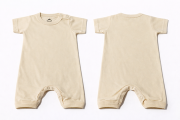 Full Length BodySuit Romper: Premium Cotton Jersey Solid Beige Casual Essentials