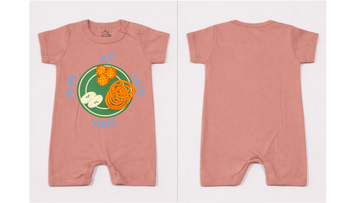 Full Length BodySuit Romper: Premium Cotton Jersey Dusty Rose "Ladoo Ghousla" Graphic Casual Essentials