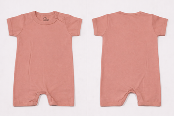 Full Length BodySuit Romper: Premium Cotton Jersey Solid Dusty Rose Casual Essentials