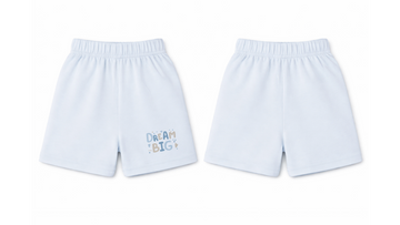 Shorts: Premium Cotton Light Blue "Dream Big" Graphic Casual Essentials and Active Playwear
