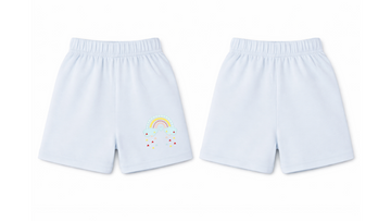 Shorts: Premium Cotton Light Blue "Blue Rainbow" Graphic Casual Essentials and Active Playwear