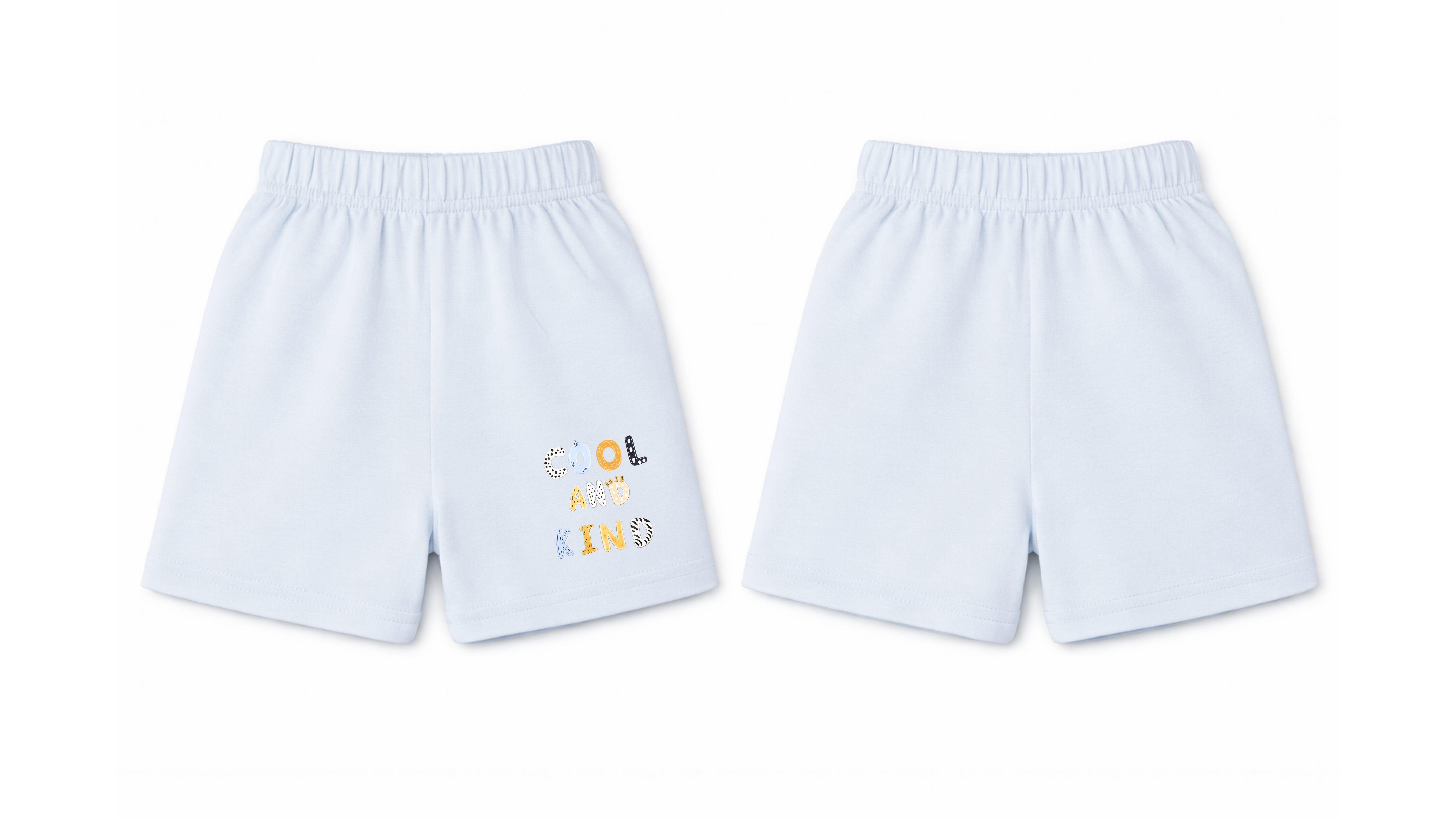 Shorts: Premium Cotton Light Blue "Cool And Kind" Graphic Casual Essentials and Active Playwear