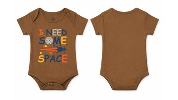 Short-Sleeve BodySuit: Premium Cotton Brown "Space" Graphic Casual Essentials and Active Playwear