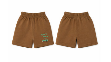 Shorts: Premium Cotton Brown "Beep Beep" Graphic Casual Essentials and Active Playwear