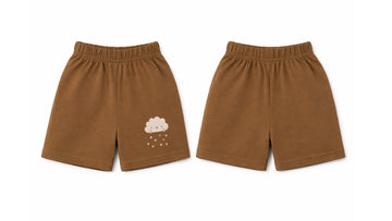 Shorts: Premium Cotton Brown "Cloud Hearts" Graphic Casual Essentials and Active Playwear