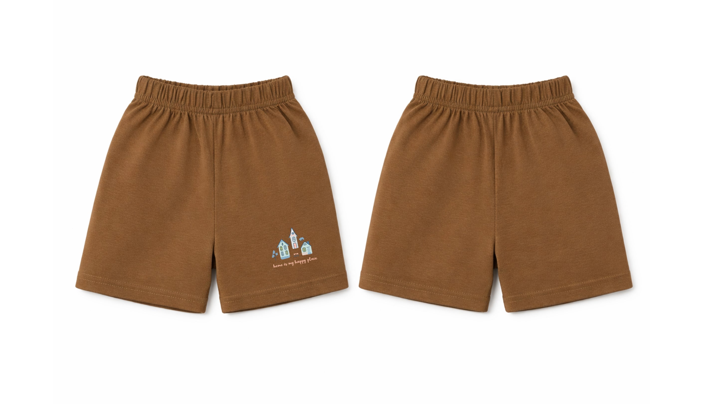 Shorts: Premium Cotton Brown "Home" Graphic Casual Essentials and Active Playwear