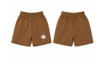 Shorts: Premium Cotton Brown "Hello World" Graphic Casual Essentials and Active Playwear