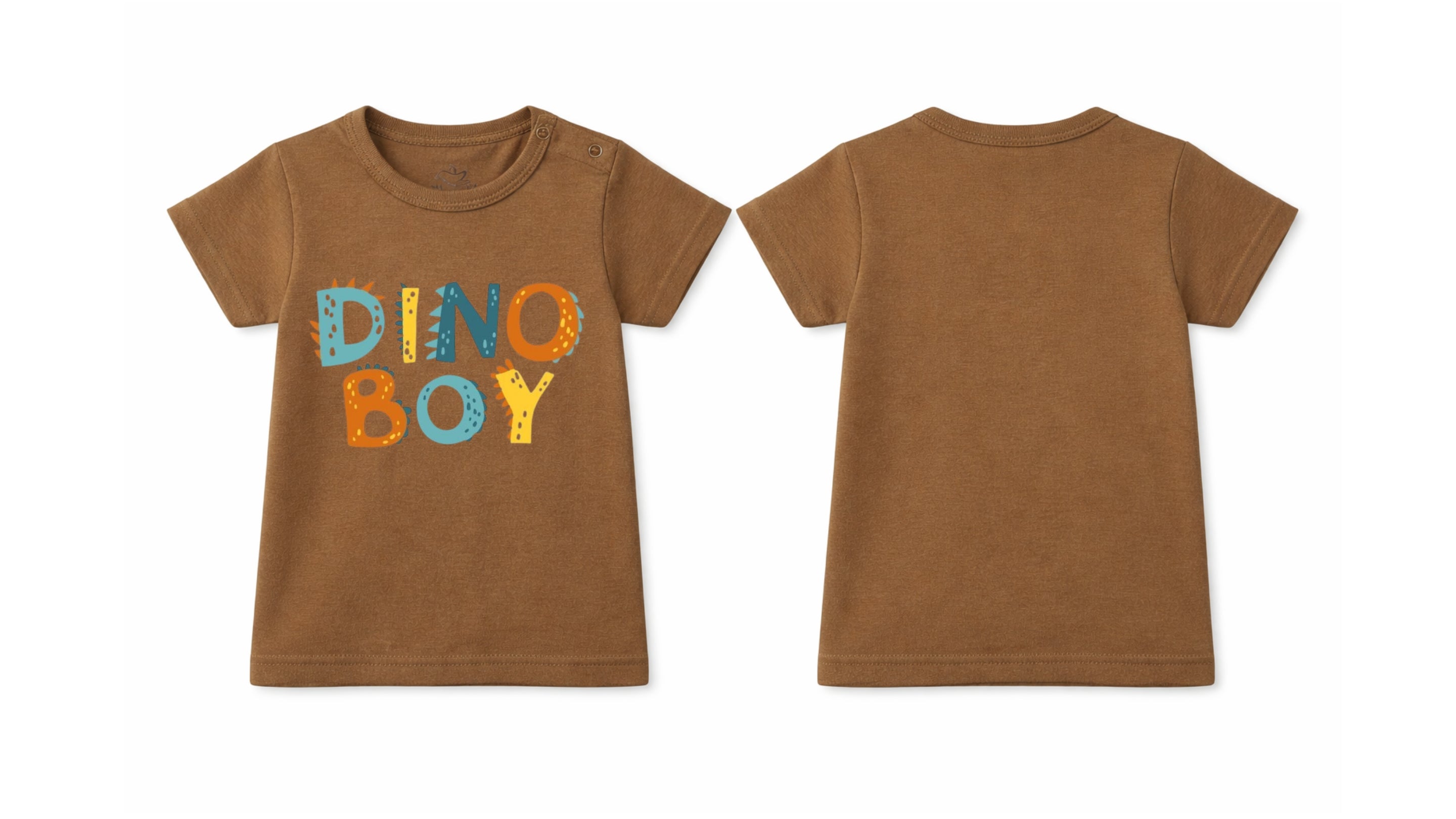 T-Shirt: Premium Cotton Brown "Dino Boy" Graphic Casual Essentials and Active Playwear