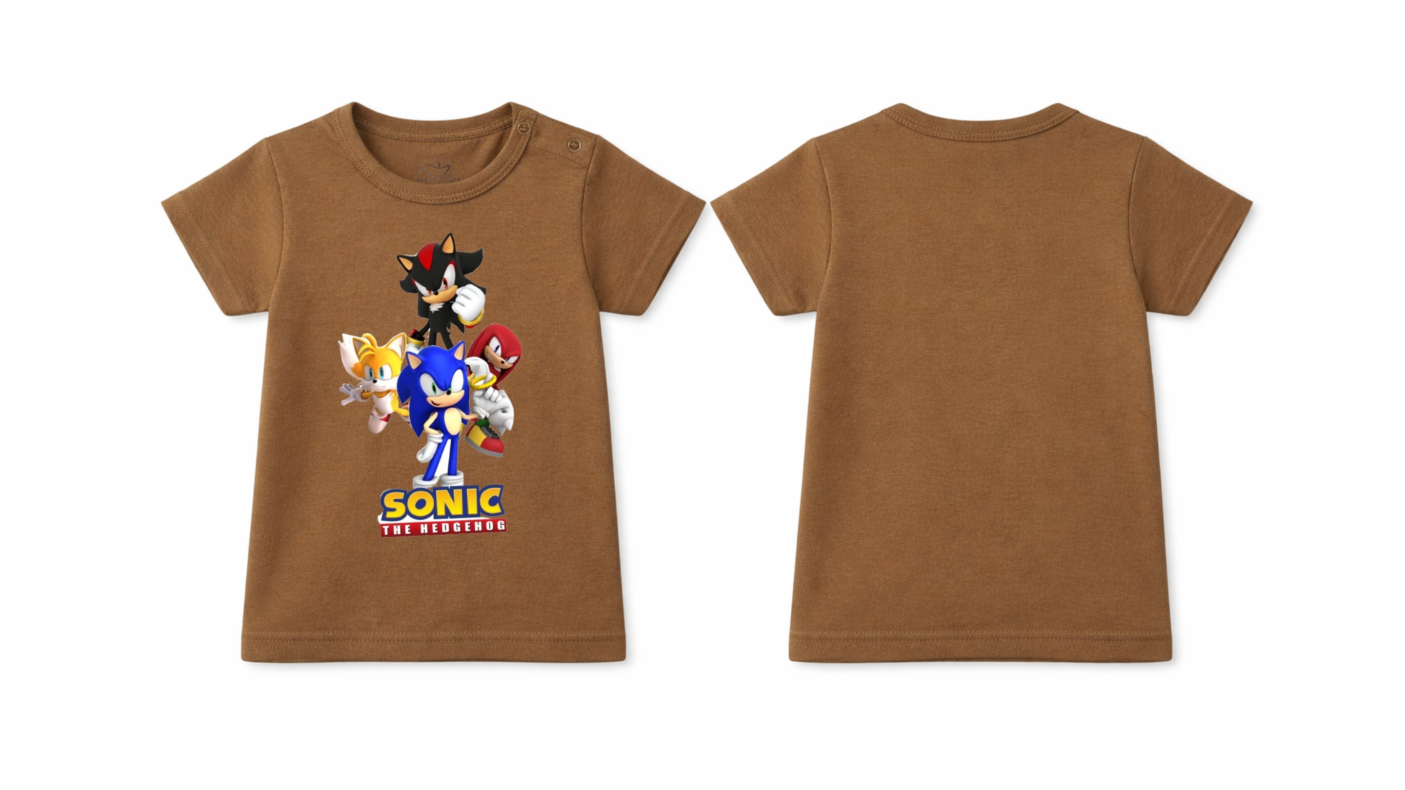 T-Shirt: Premium Cotton Brown "Sonic Crew" Graphic Casual Essentials and Active Playwear