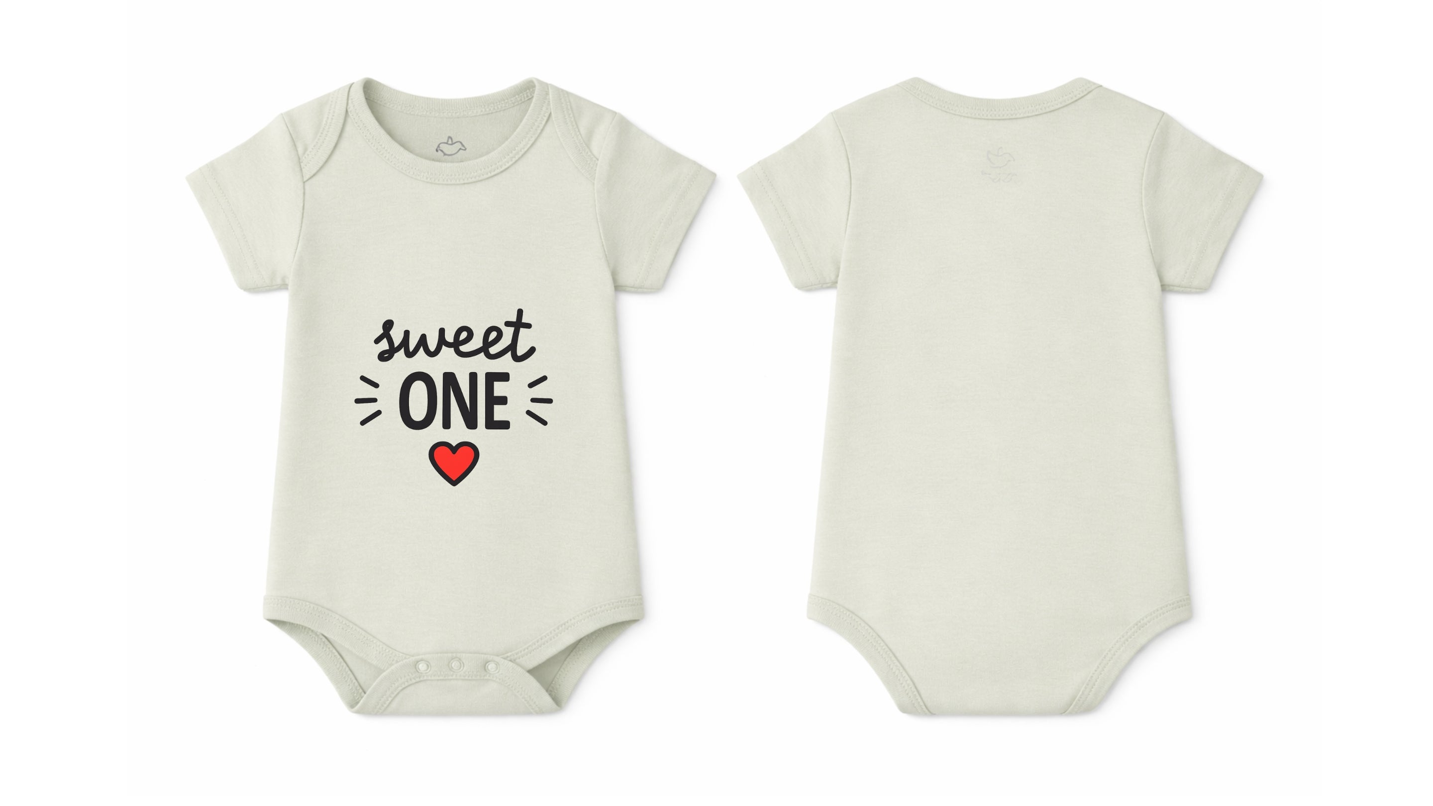 Short-Sleeve BodySuit: Premium Cotton Off-White "Sweet One" Graphic Casual Essentials and Active Playwear