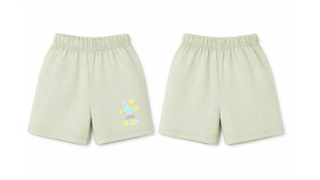 Shorts: Premium Cotton Light Green "Little Dino" Graphic Casual Essentials and Active Playwear