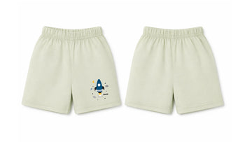 Shorts: Premium Cotton Light Green "Space" Graphic Casual Essentials and Active Playwear