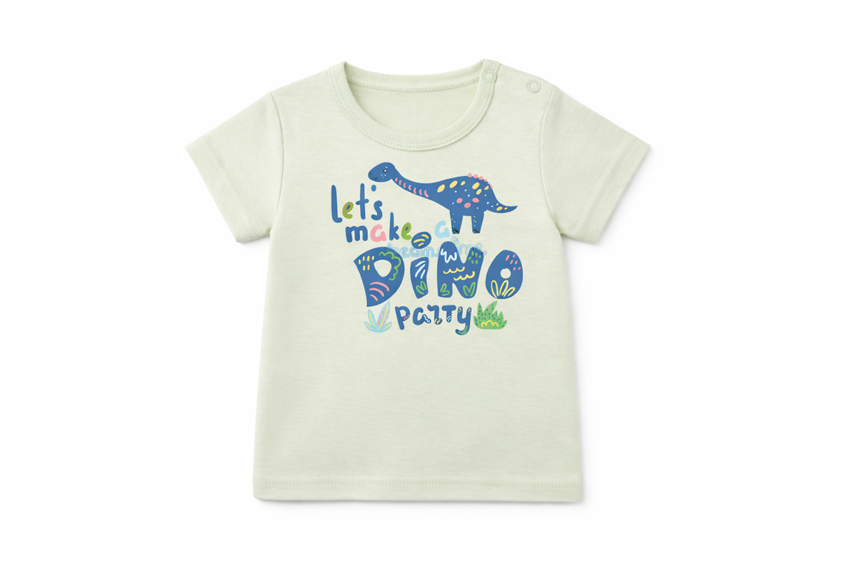 Short Sleeve T-Shirt Green Lily Dino DTF