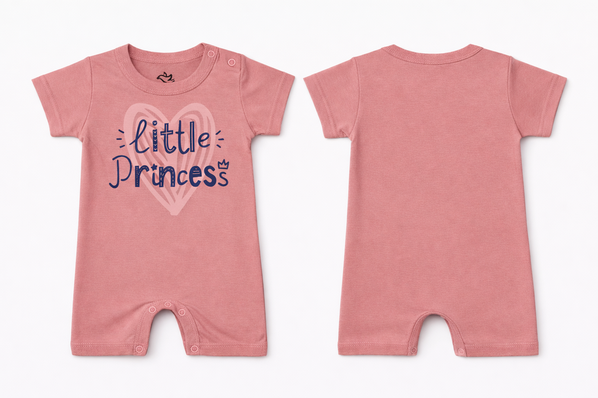 Short Sleeve Romper Rose Tan Little Princess DTF
