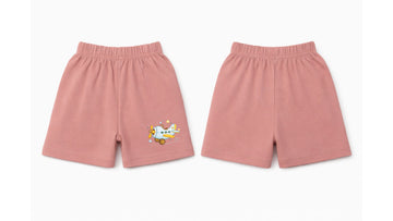 Shorts: Premium Cotton Dusty Rose "Wooden Plane" Graphic Casual Essentials and Active Playwear
