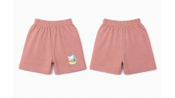 Shorts: Premium Cotton Dusty Rose "Panda Boat" Graphic Casual Essentials and Active Playwear