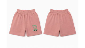 Shorts: Premium Cotton Dusty Rose "Beep Beep" Graphic Casual Essentials and Active Playwear