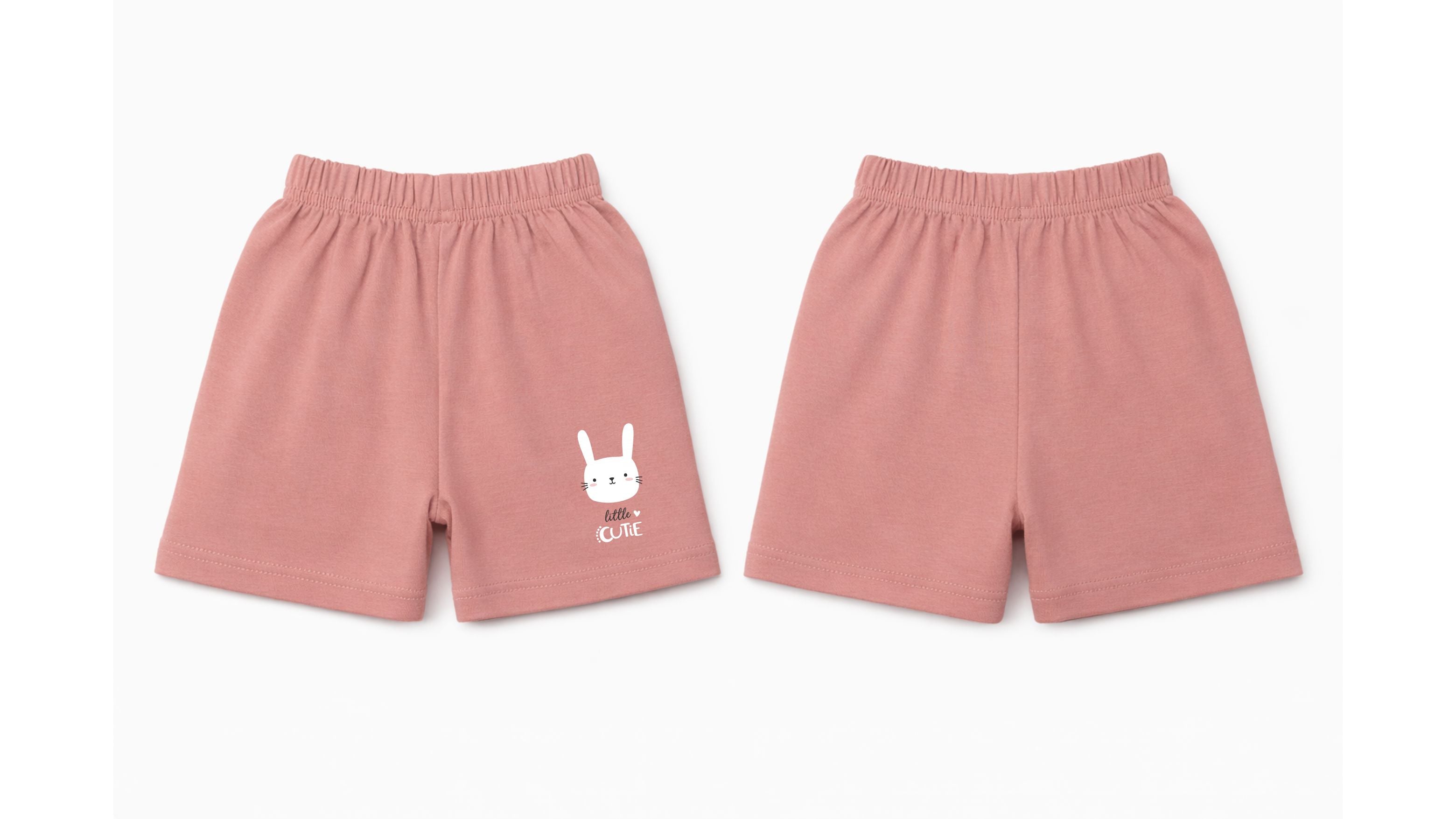 Shorts: Premium Cotton Dusty Rose "Little Cutie" Graphic Casual Essentials and Active Playwear