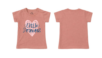 Short-Sleeve T-Shirt: Soft Cotton-Blend "Little Princess" Graphic Dusty Rose [Daily Casual Wear]