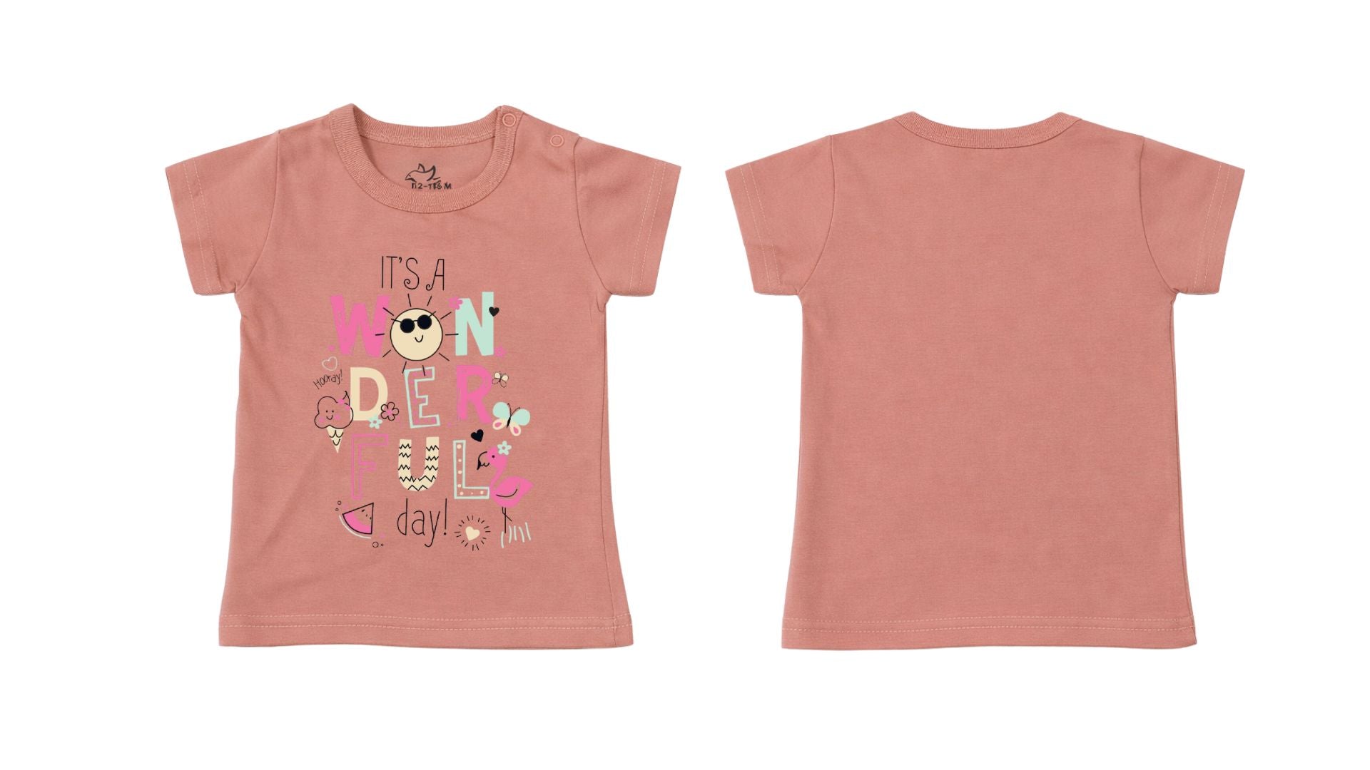 Short-Sleeve T-Shirt: Soft Cotton-Blend "Wonderful" Graphic Dusty Rose [Daily Casual Wear]