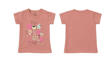 Short-Sleeve T-Shirt: Soft Cotton-Blend "Wonderful" Graphic Dusty Rose [Daily Casual Wear]
