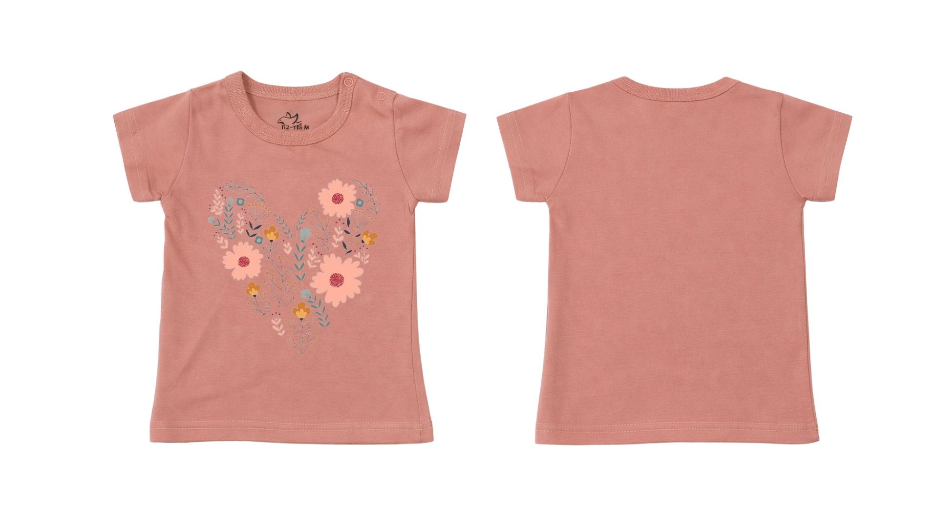 T-Shirt: Soft Premium Cotton-Blend "HEART" Graphic Dusty Rose [Daily Casual Wear]