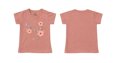 T-Shirt: Soft Premium Cotton-Blend "HEART" Graphic Dusty Rose [Daily Casual Wear]