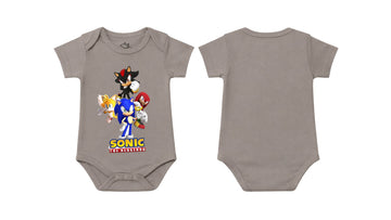 Short-Sleeve BodySuit: Premium Cotton-Blend "Sonic Crew" Graphic Grey [Active Playwear]