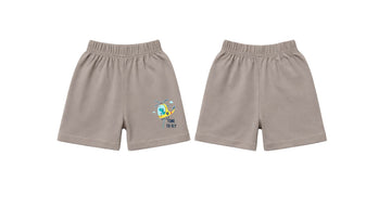 Shorts: Premium Cotton-Blend "Time To Fly" Grey Daily Casual Wear