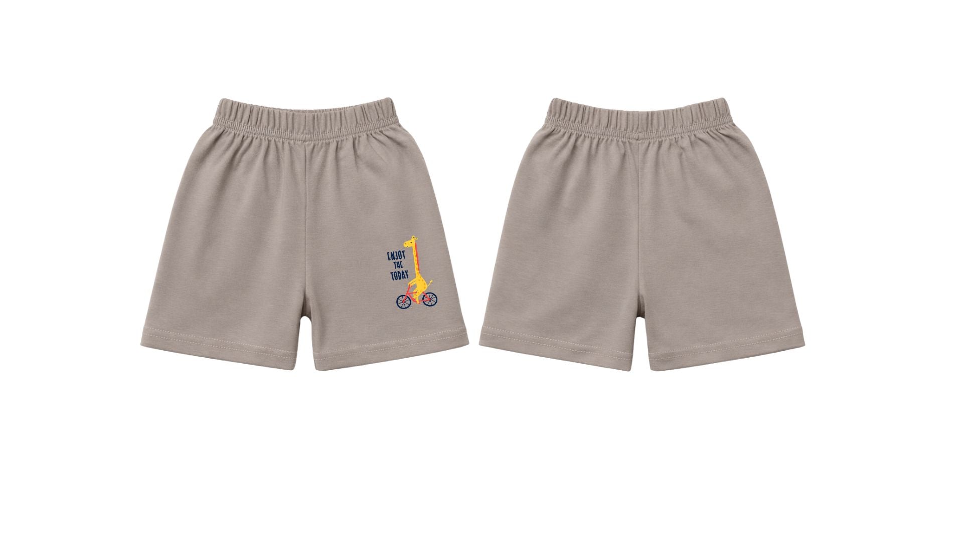Shorts: Premium Cotton-Blend "Enjoy the Today" Grey Daily Casual Wear