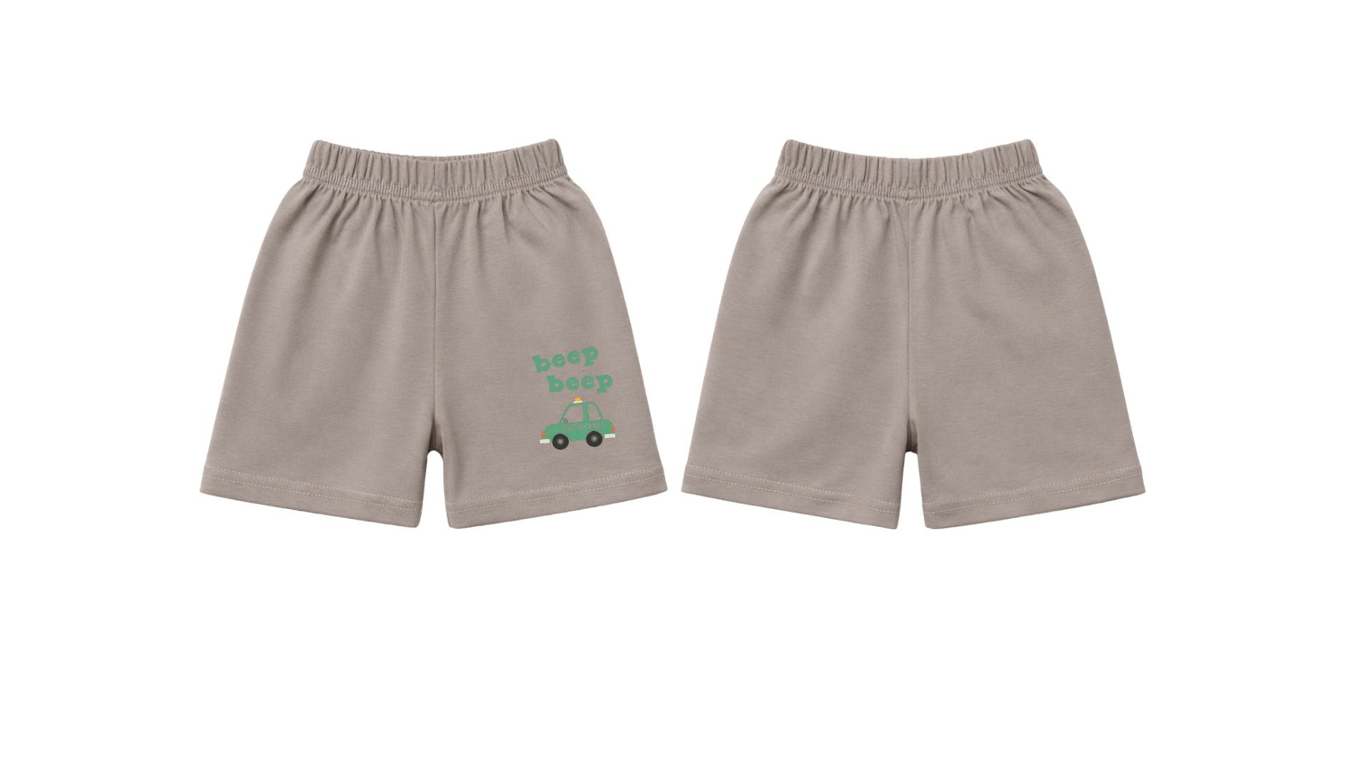 Shorts: Premium Cotton-Blend "Beep Beep" Grey Daily Casual Wear