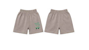 Shorts: Premium Cotton-Blend "Beep Beep" Grey Daily Casual Wear