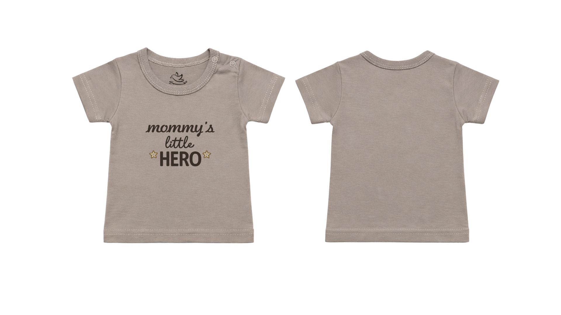 Short-Sleeve T-Shirt: Premium Cotton-Blend "Mommy's little HERO" Grey Daily Casual Wear