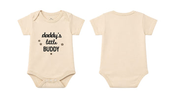 Short Sleeve Body Suit: Premium Cotton-Blend "Daddy's Little Buddy" Grey Daily Casual Wear