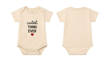 Short Sleeve Body Suit: Premium Cotton-Blend "Cutest Thing Ever" Grey Daily Casual Wear