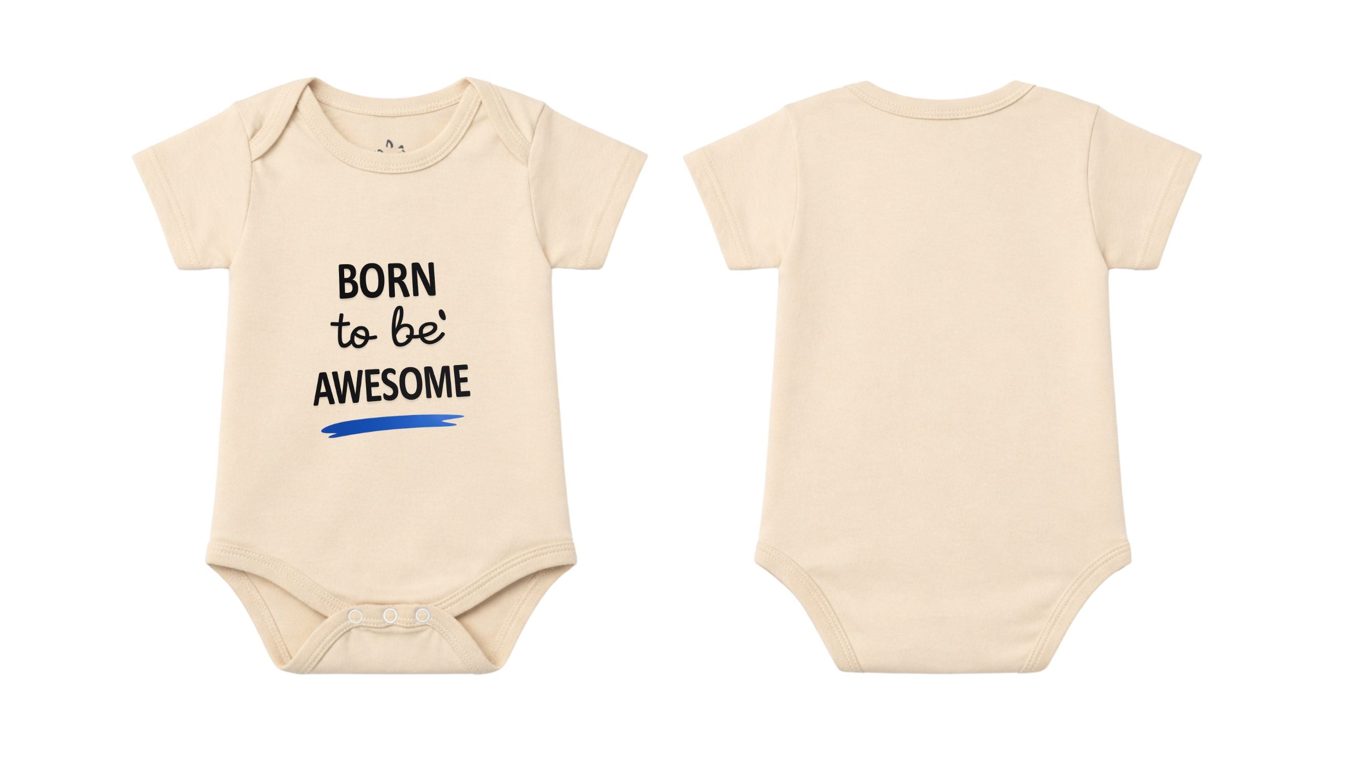 Short Sleeve Body Suit: Premium Cotton-Blend "Born to be Awesome" Grey Daily Casual Wear