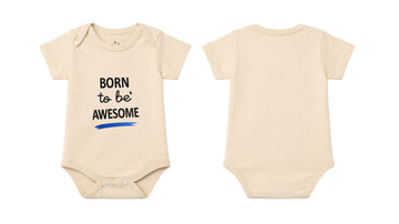 Short Sleeve Body Suit: Premium Cotton-Blend "Born to be Awesome" Grey Daily Casual Wear