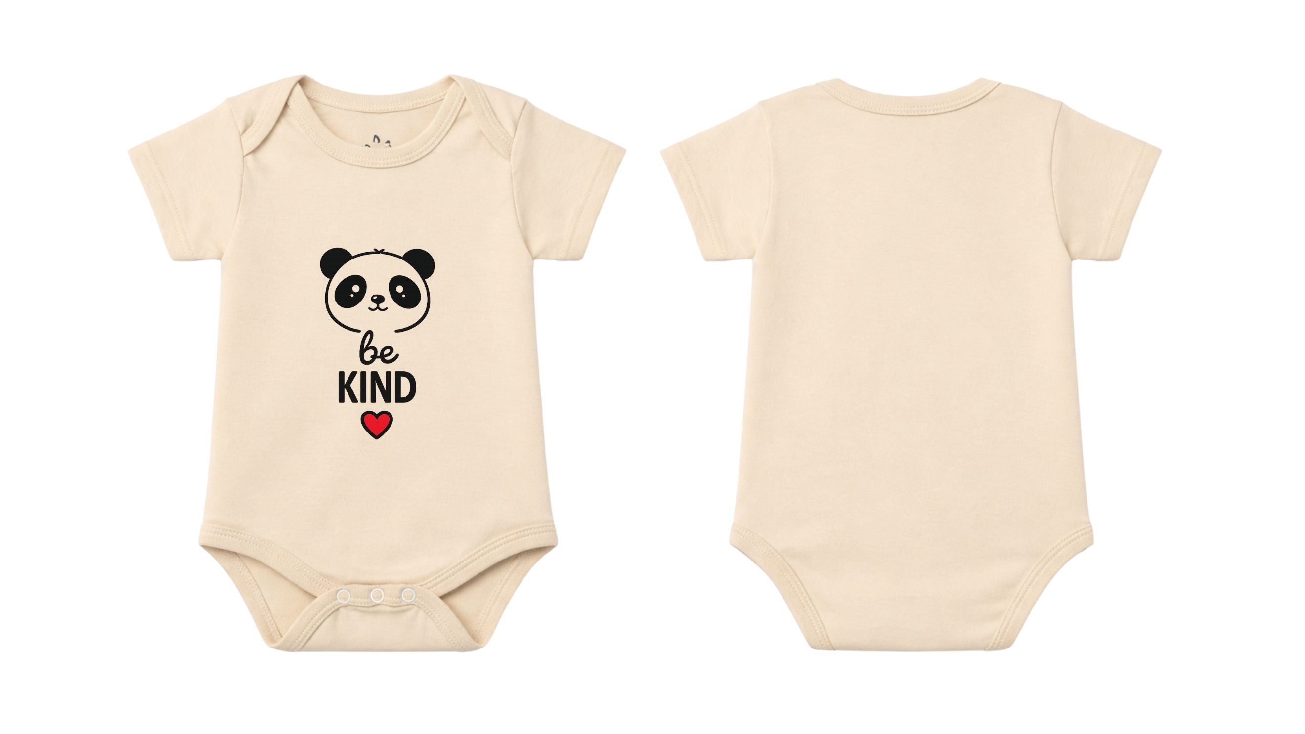 Short Sleeve Body Suit: Premium Cotton-Blend "Be Kind" Beige Daily Casual Wear