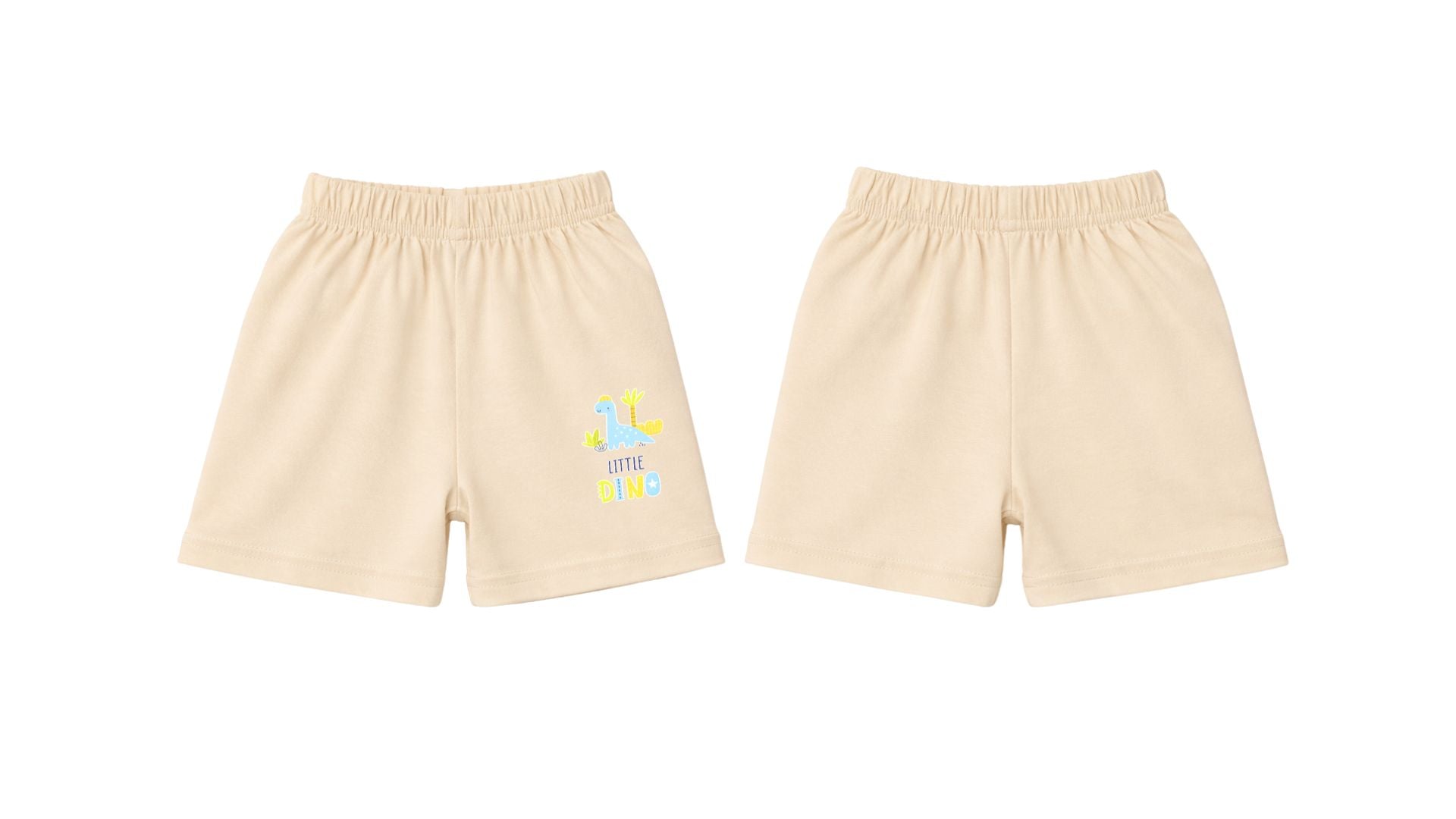 Shorts: Premium Cotton-Blend "Little Dino" Beige Daily Casual Wear