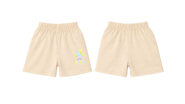 Shorts: Premium Cotton-Blend "Little Dino" Beige Daily Casual Wear