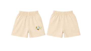 Shorts: Premium Cotton-Blend "Wooden Plan" Beige Daily Casual Wear