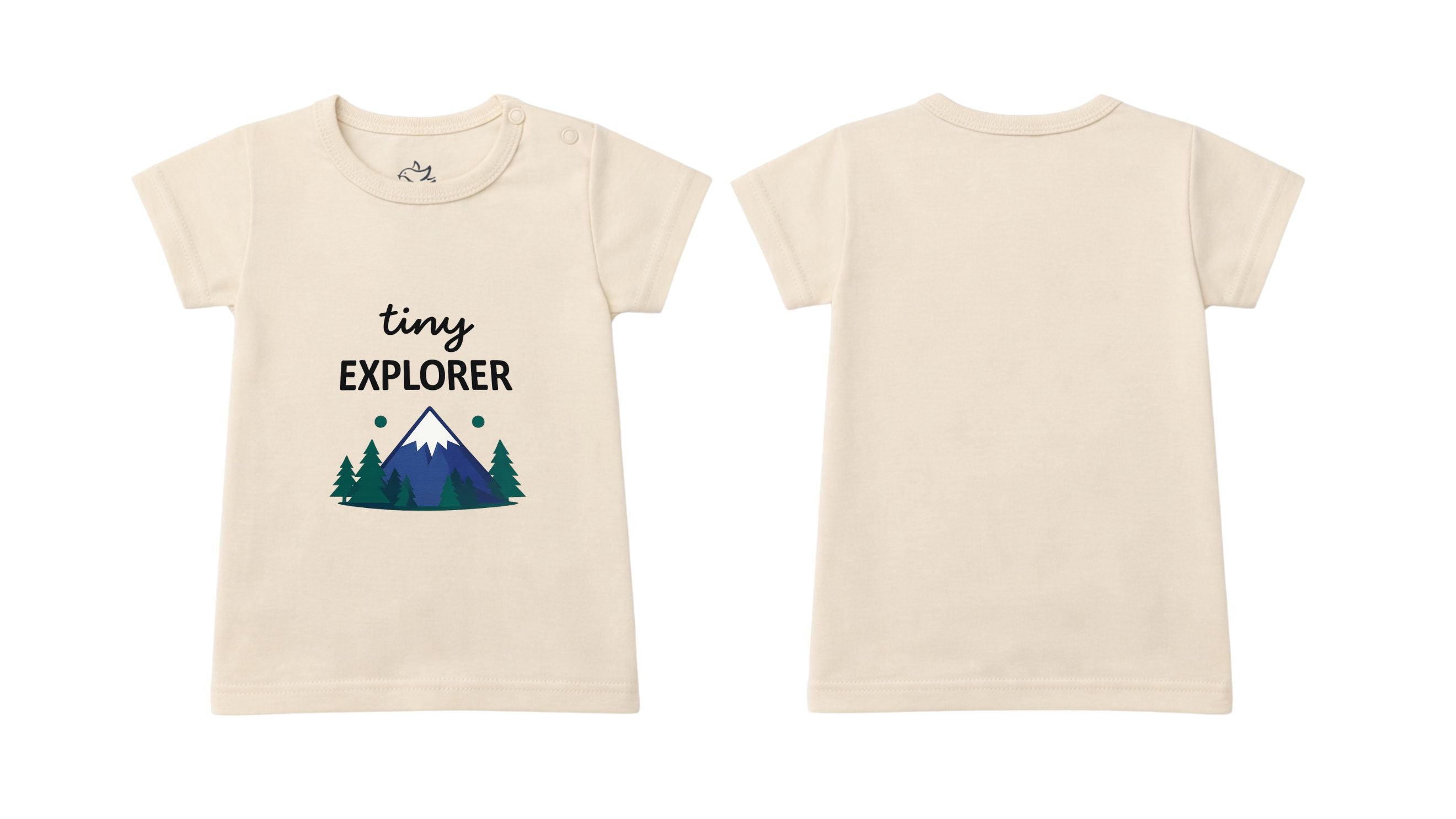 Short Sleeve T-Shirt: Premium Cotton-Blend "Tiny Explorer" Beige Active Playwear